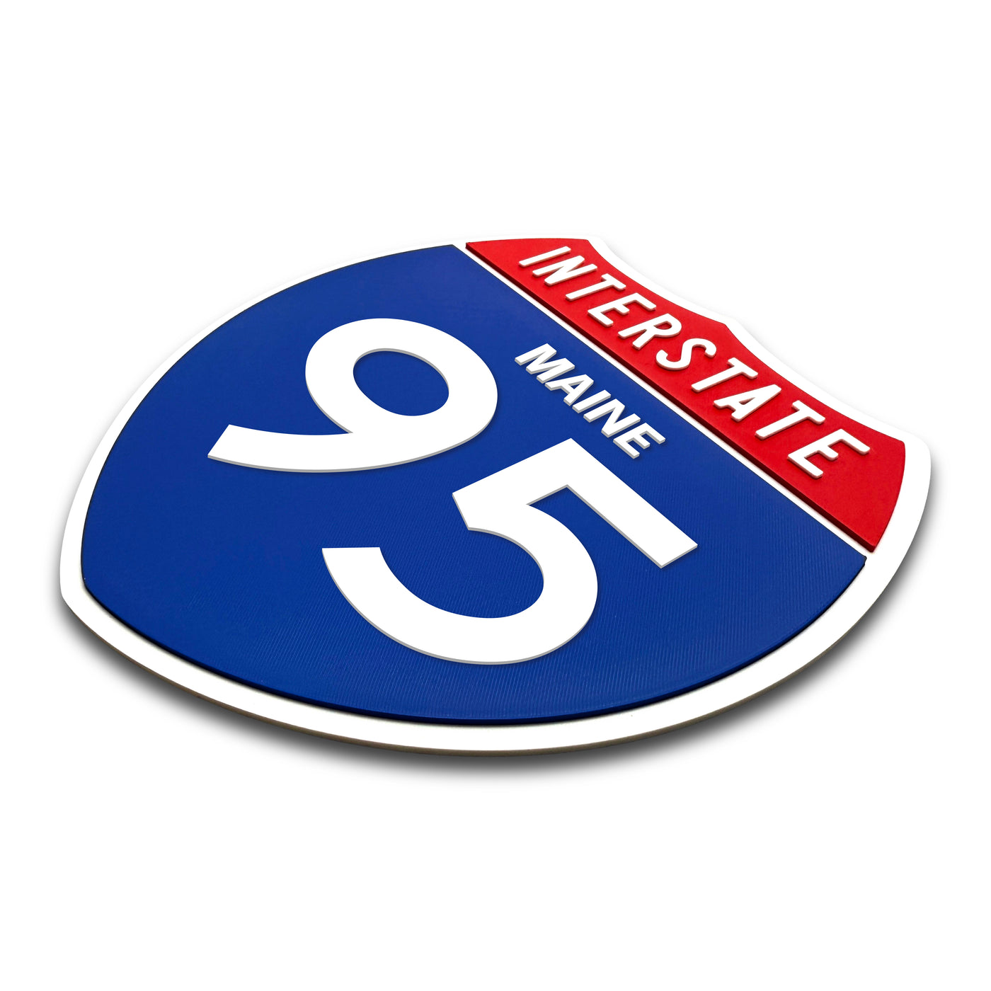 Interstate 95 Maine road sign replica three-quarter view