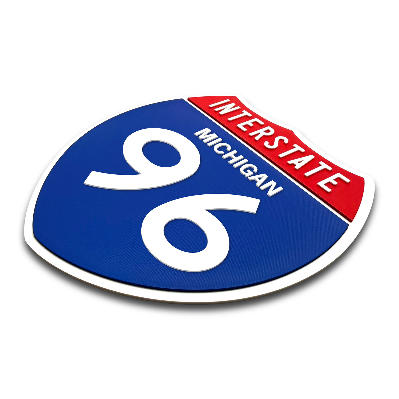 Interstate 96 Michigan road sign replica three-quarter view