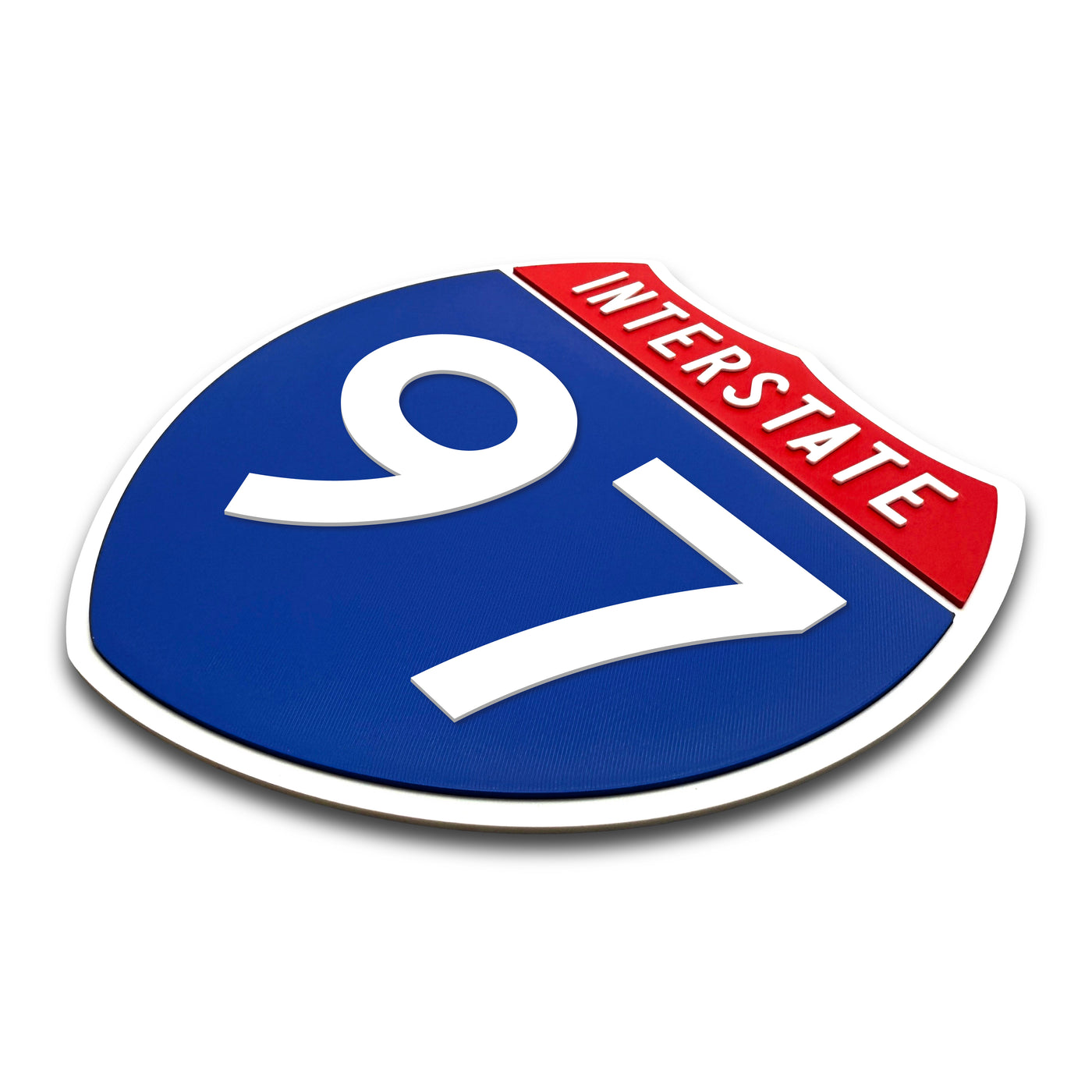 Interstate 97 Number Only road sign replica three quarter view