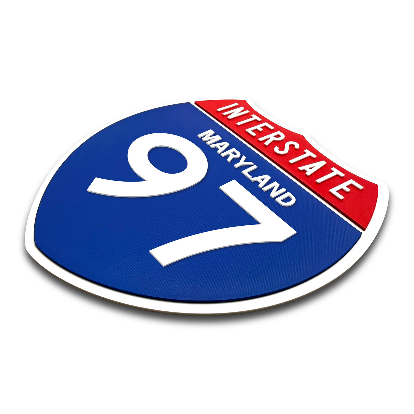 Interstate 97 Maryland road sign replica three-quarter view