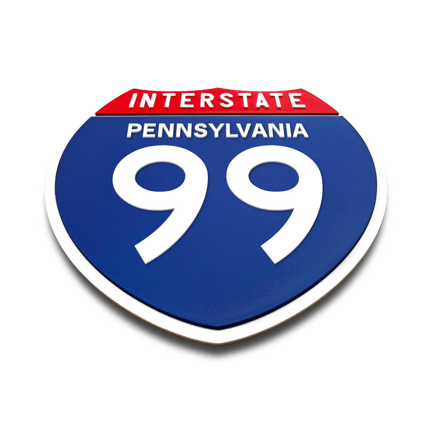 Interstate 99 Pennsylvania road sign replica flat view