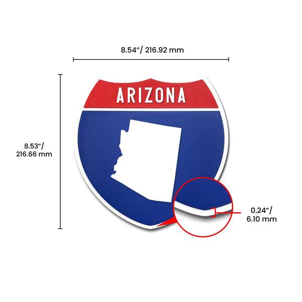 Arizona Interstate Shield Silhouette sign dimension view