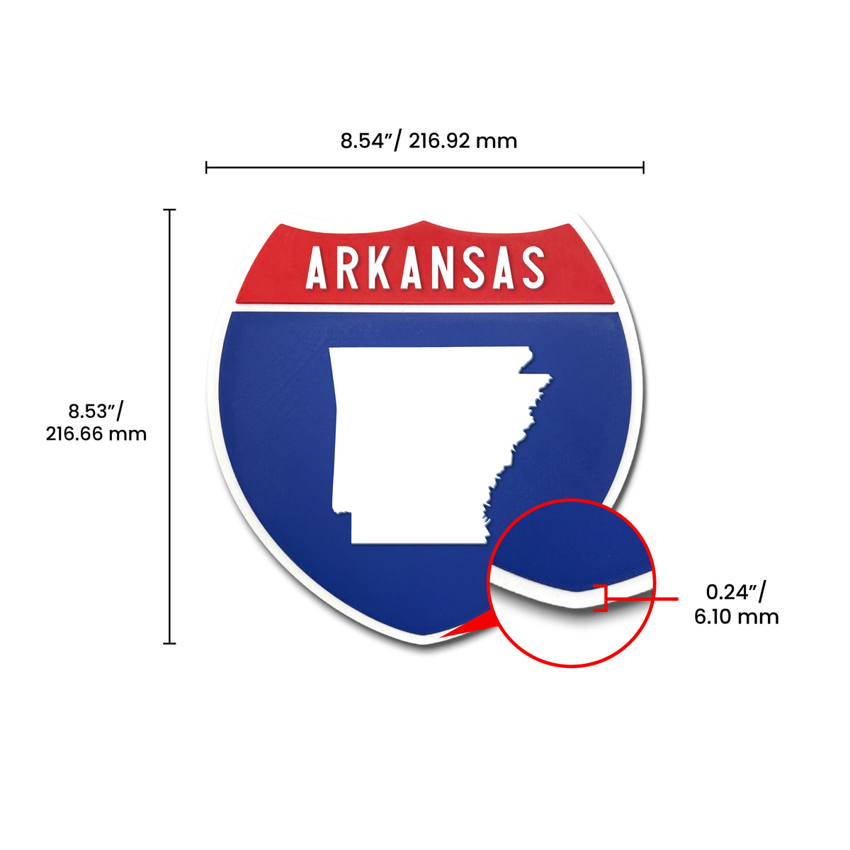 Arkansas Interstate Shield Silhouette sign dimension view