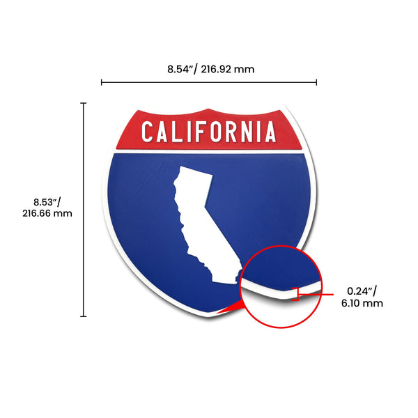California Interstate Shield Silhouette sign dimension view