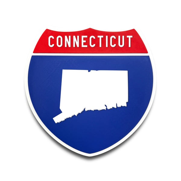 Connecticut Interstate Shield Silhouette sign front view