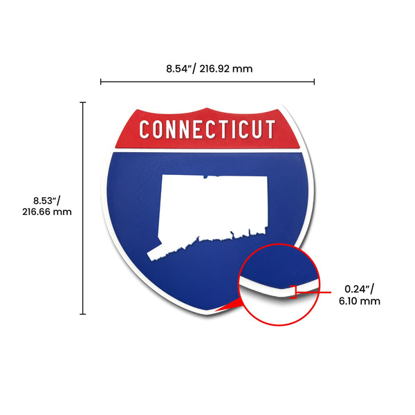 Connecticut Interstate Shield Silhouette sign dimension view