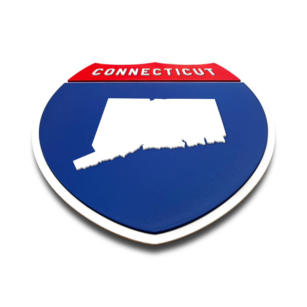 Connecticut Interstate Shield Silhouette sign flat view