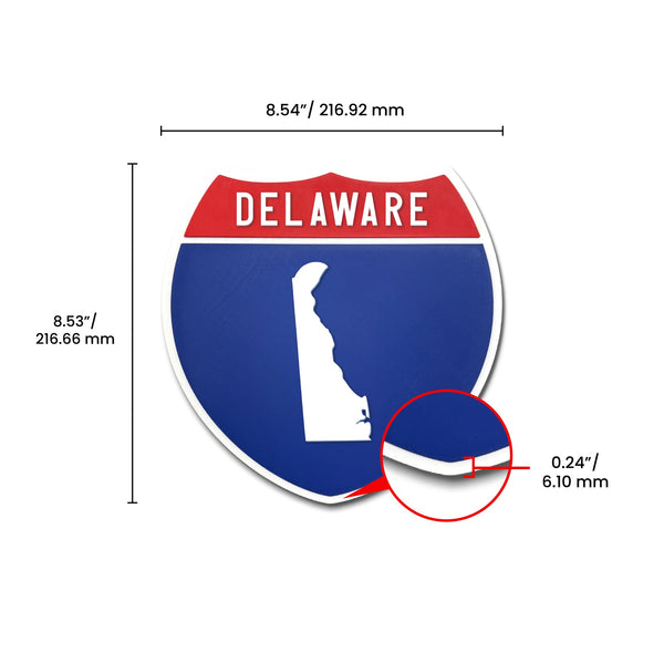 Delaware Interstate Shield Silhouette sign dimension view