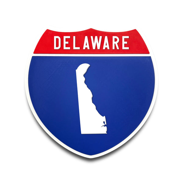 Delaware Interstate Shield Silhouette sign front view
