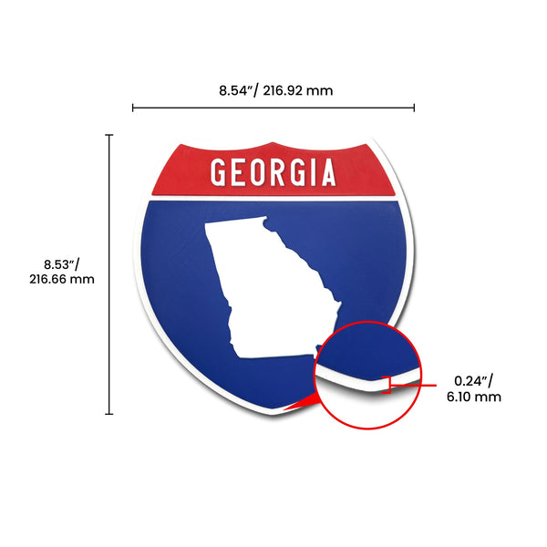 Georgia Interstate Shield Silhouette sign dimension view