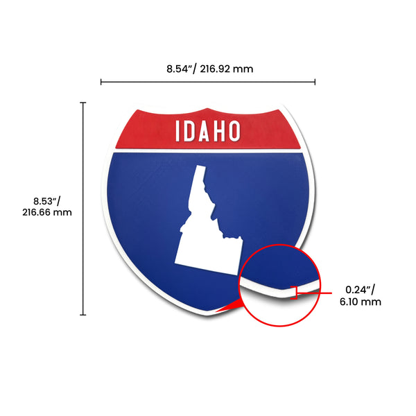 Idaho Interstate Shield Silhouette sign dimension view