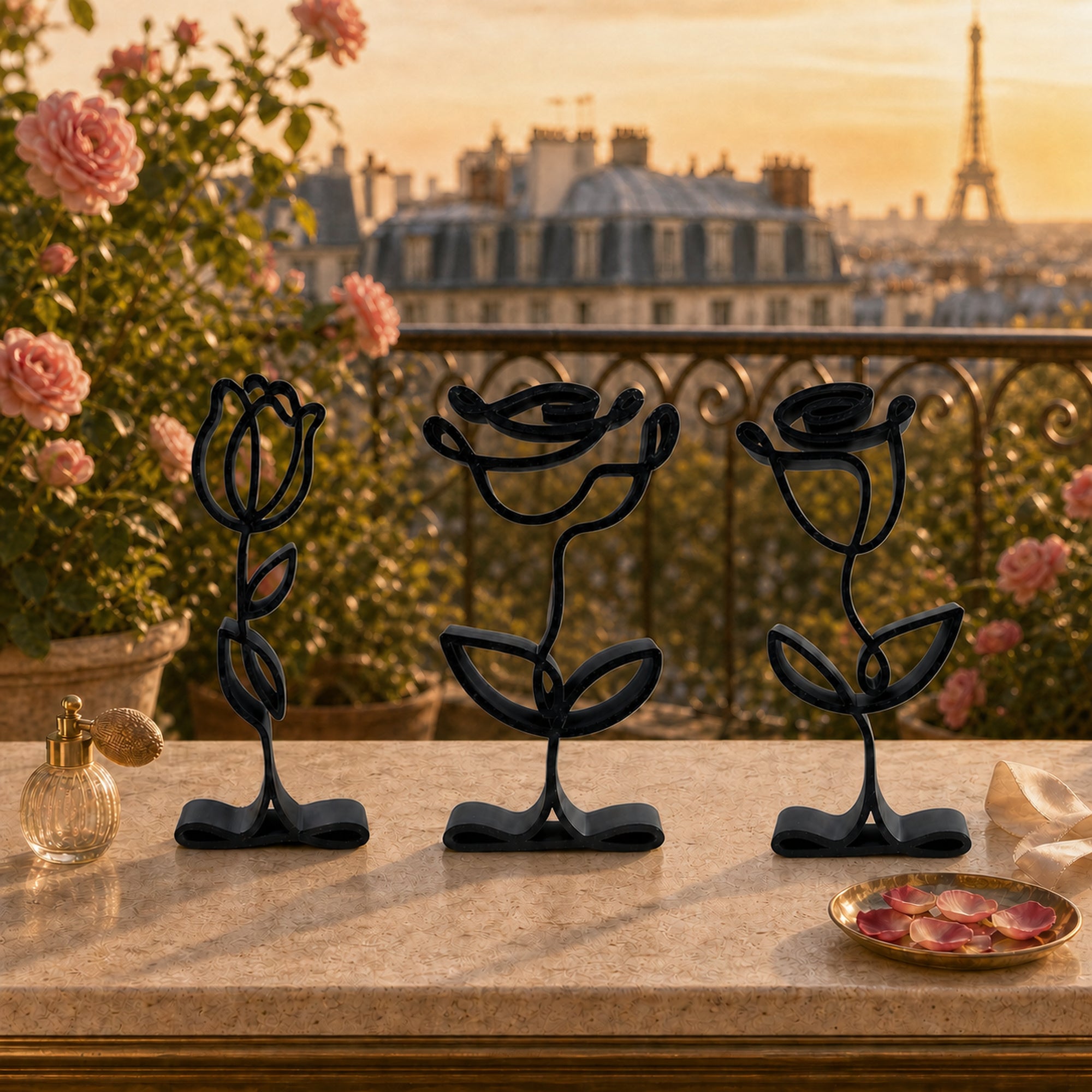 Rose Line Art Sculpture Collection