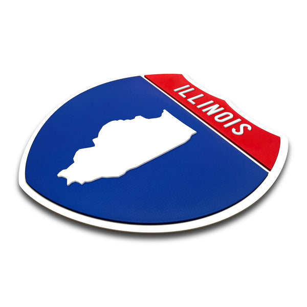 Illinois Interstate Shield Silhouette sign three quarter view