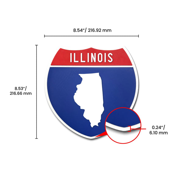 Illinois Interstate Shield Silhouette sign dimension view