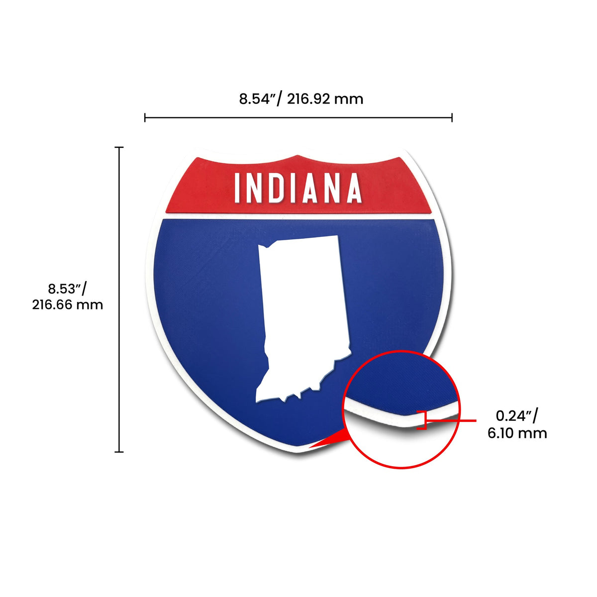 Indiana Interstate Shield Silhouette sign dimension view