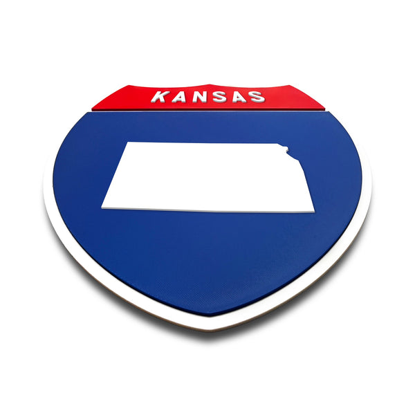 Kansas Interstate Shield Silhouette sign flat view
