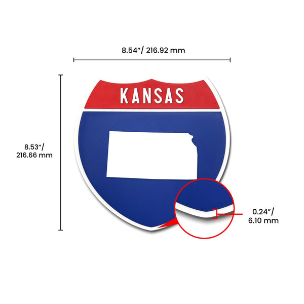 Kansas Interstate Shield Silhouette sign dimension view