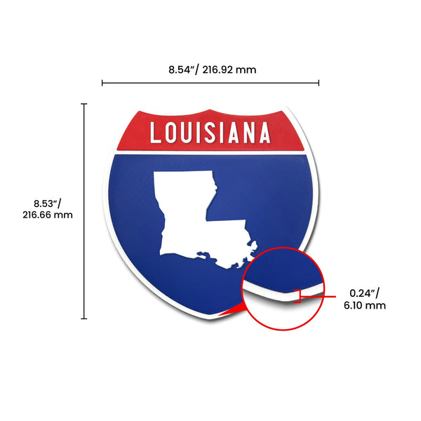 Louisiana Interstate Shield Silhouette sign dimension view