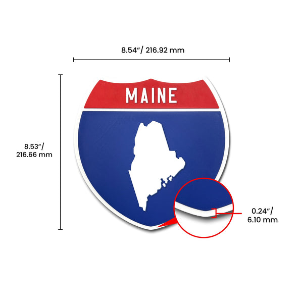 Maine Interstate Shield Silhouette sign dimension view