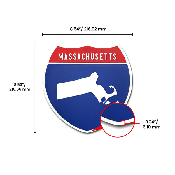 Massachusetts Interstate Shield Silhouette sign dimension view