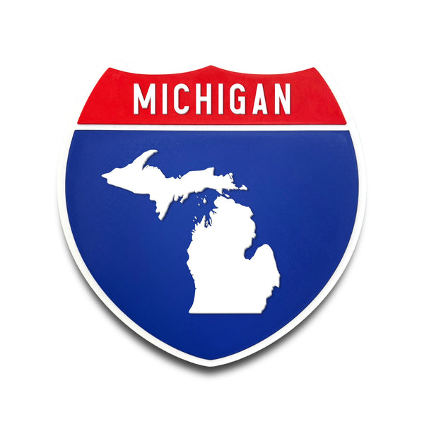 Michigan Interstate Shield Silhouette sign front view