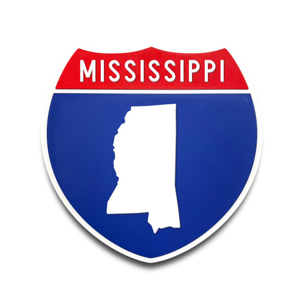 Mississippi Interstate Shield Silhouette sign front view