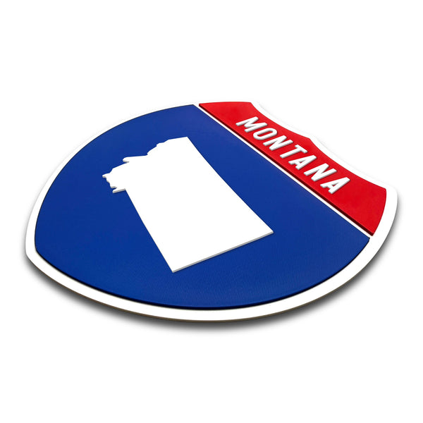 Montana Interstate Shield Silhouette sign three quarter view