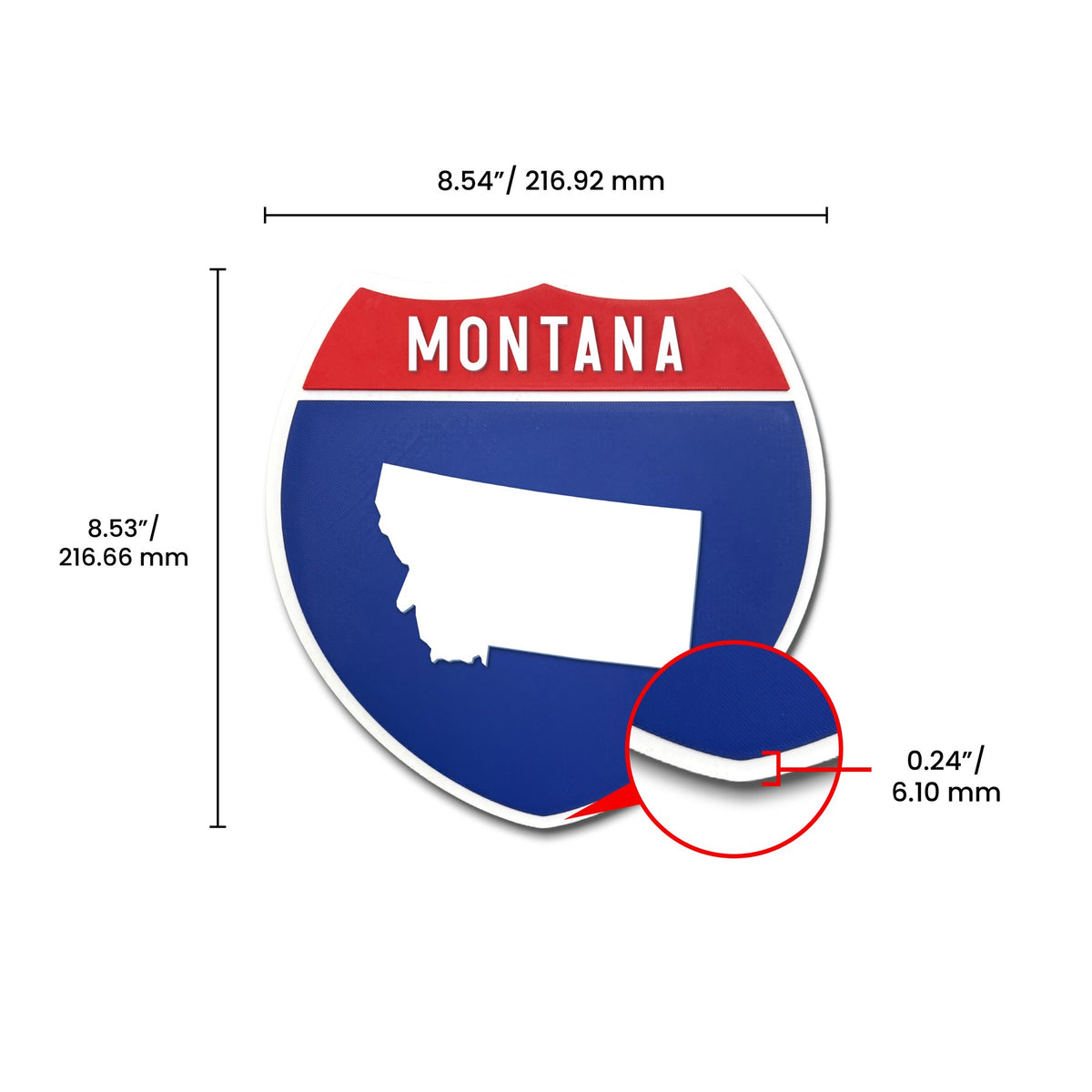 Montana Interstate Shield Silhouette sign dimension view