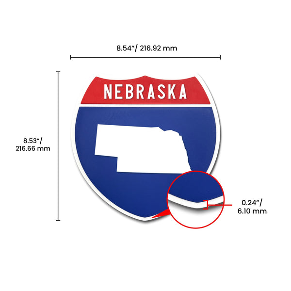 Nebraska Interstate Shield Silhouette sign dimension view