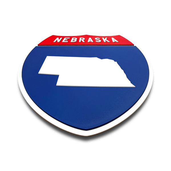Nebraska Interstate Shield Silhouette sign flat view
