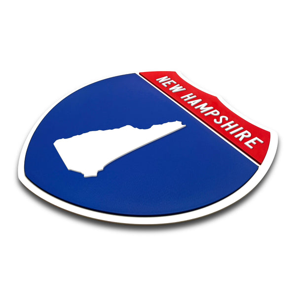 New Hampshire Interstate Shield Silhouette sign three quarter view