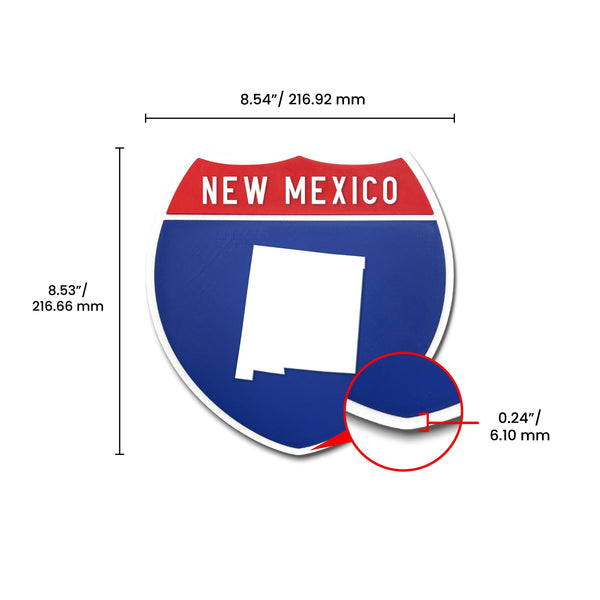 New Mexico Interstate Shield Silhouette sign dimension view