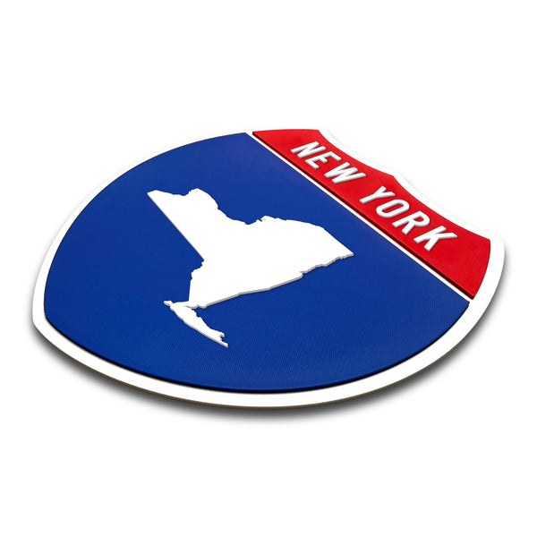 New York Interstate Shield Silhouette sign three quarter view