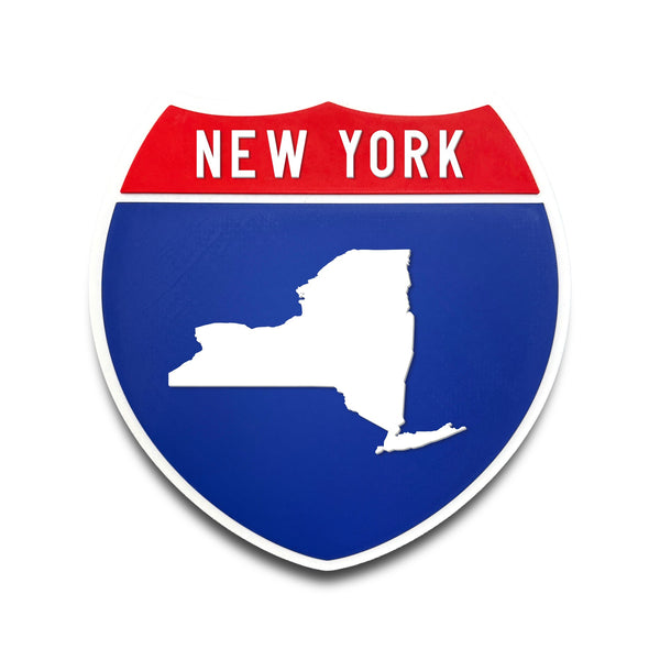 New York Interstate Shield Silhouette sign front view