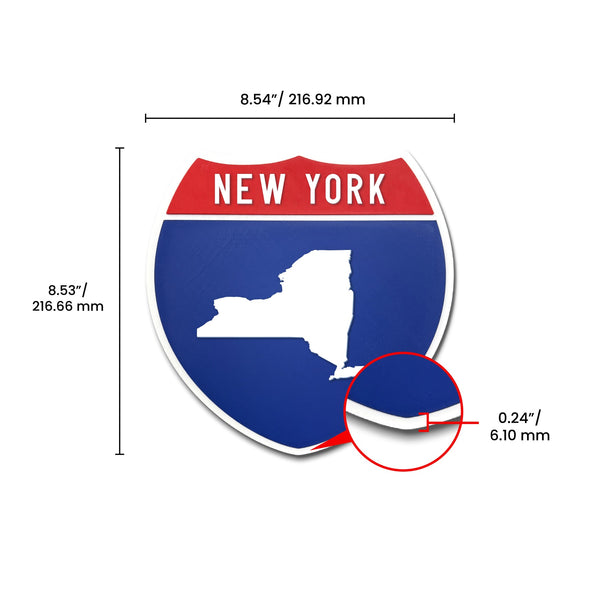 New York Interstate Shield Silhouette sign dimension view