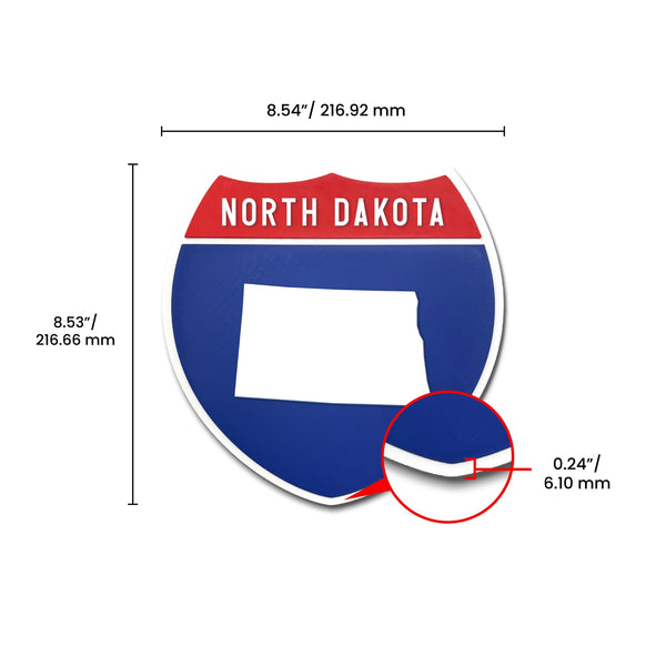 North Dakota Interstate Shield Silhouette sign dimension view