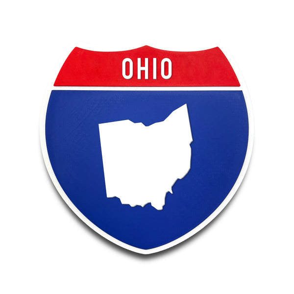 Ohio Interstate Shield Silhouette sign front view