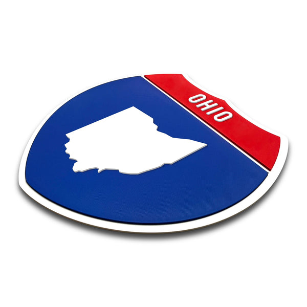 Ohio Interstate Shield Silhouette sign three quarter view