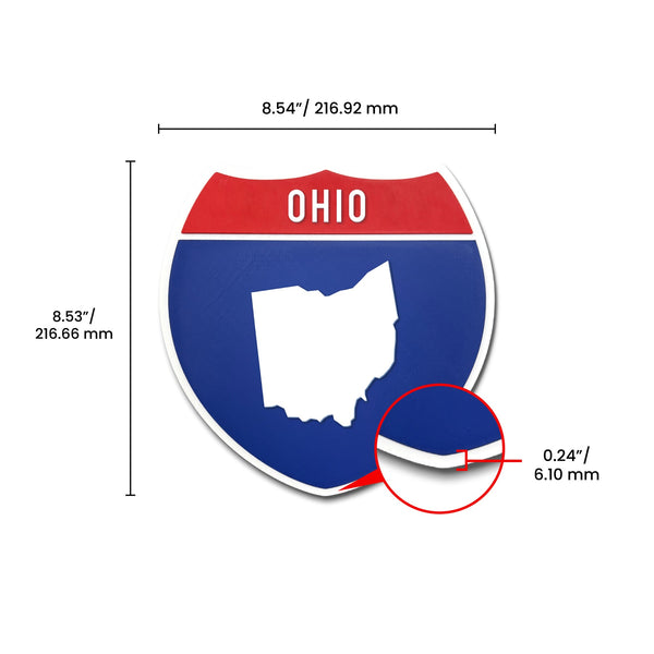 Ohio Interstate Shield Silhouette sign dimension view