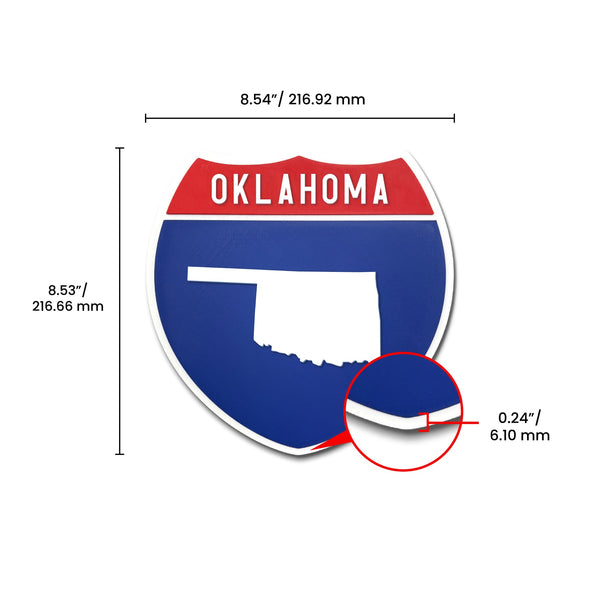 Oklahoma Interstate Shield Silhouette sign dimension view