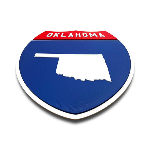 Oklahoma Interstate Shield Silhouette sign flat view