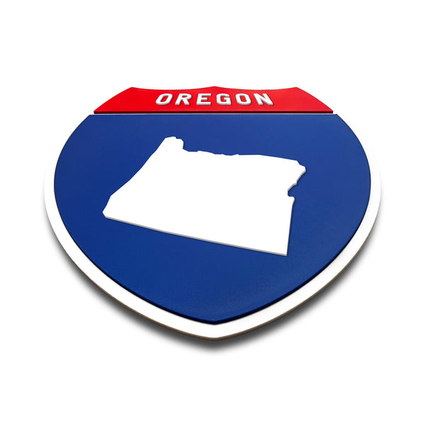 Oregon Interstate Shield Silhouette sign flat view