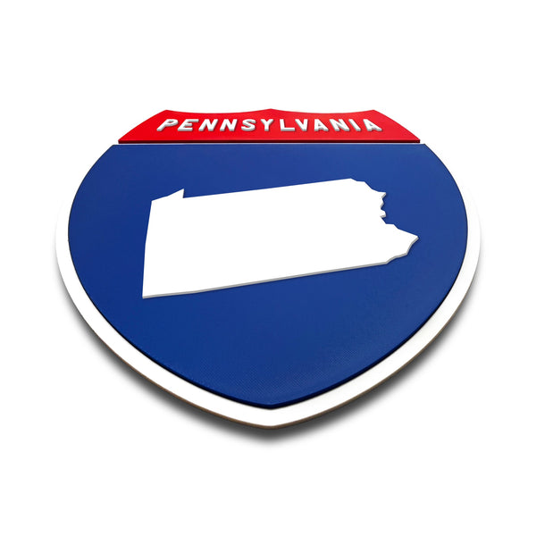 Pennsylvania Interstate Shield Silhouette sign flat view
