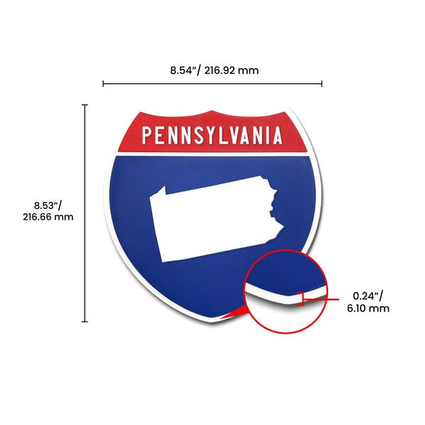 Pennsylvania Interstate Shield Silhouette sign dimension view