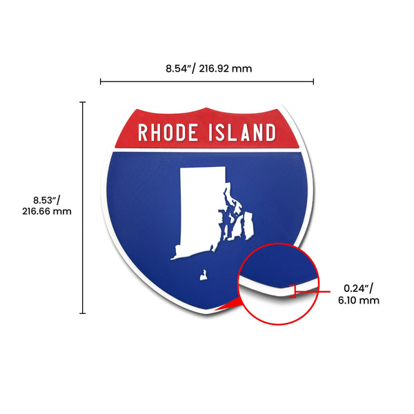 Rhode Island Interstate Shield Silhouette sign dimension view
