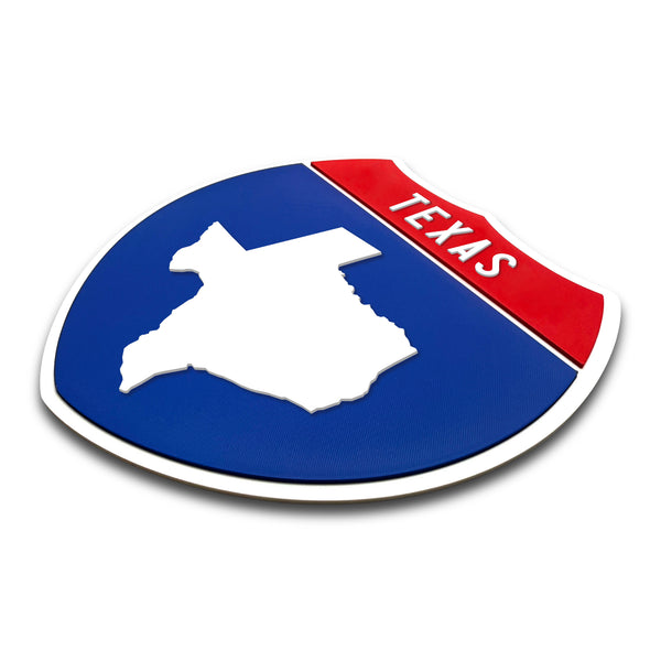 Texas Interstate Shield Silhouette sign three quarter view