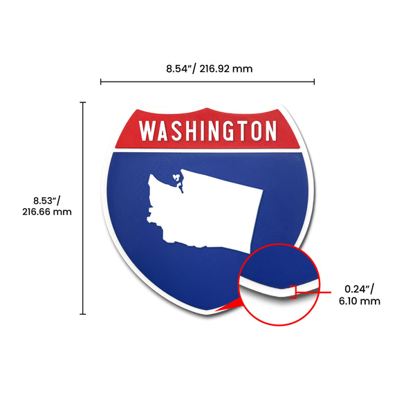 Washington Interstate Shield Silhouette sign dimension view