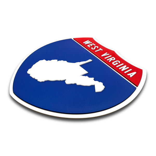 West Virginia Interstate Shield Silhouette sign three quarter view