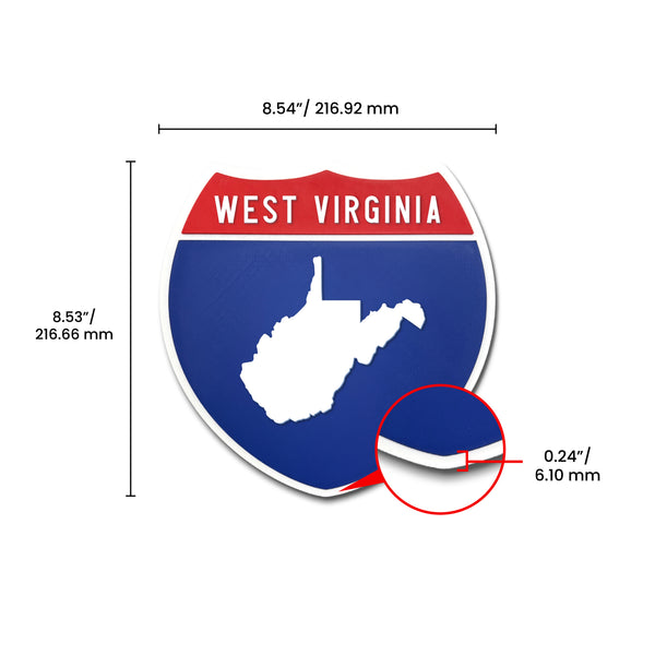 West Virginia Interstate Shield Silhouette sign dimension view