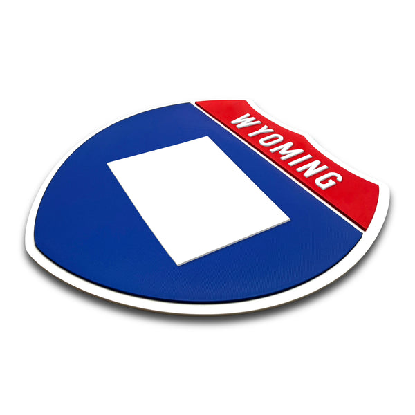 Wyoming Interstate Shield Silhouette sign three quarter view